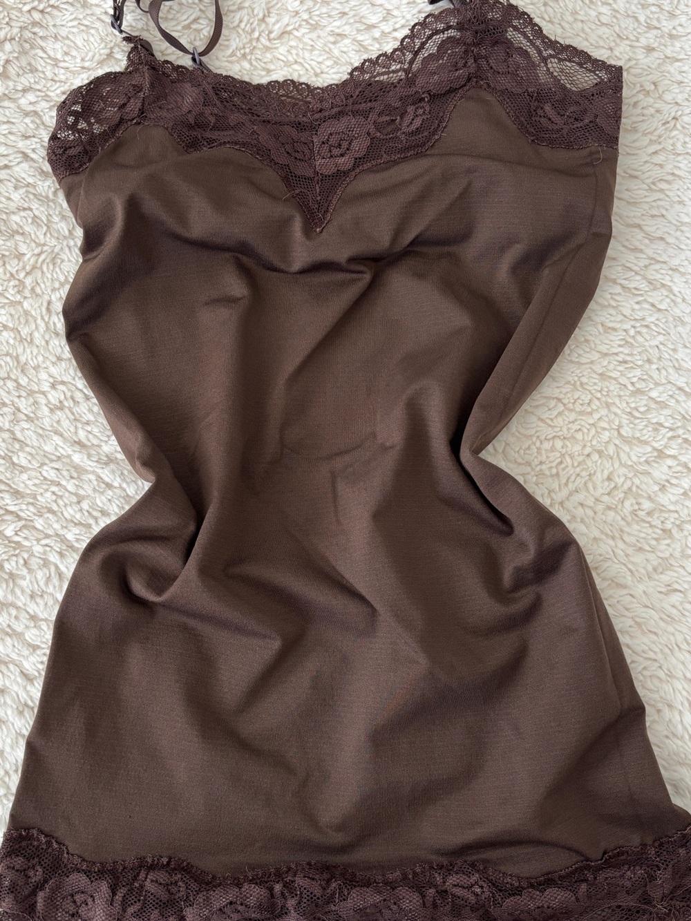 & Other Stories Chocolate Brown Lace-Trim Tank